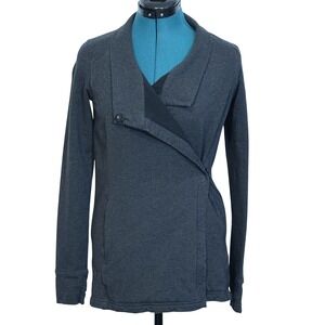 Lululemon Coast Wrap‎ II Jacket Womens 4 Gray Snap Front Long Sleeve W4IGRS